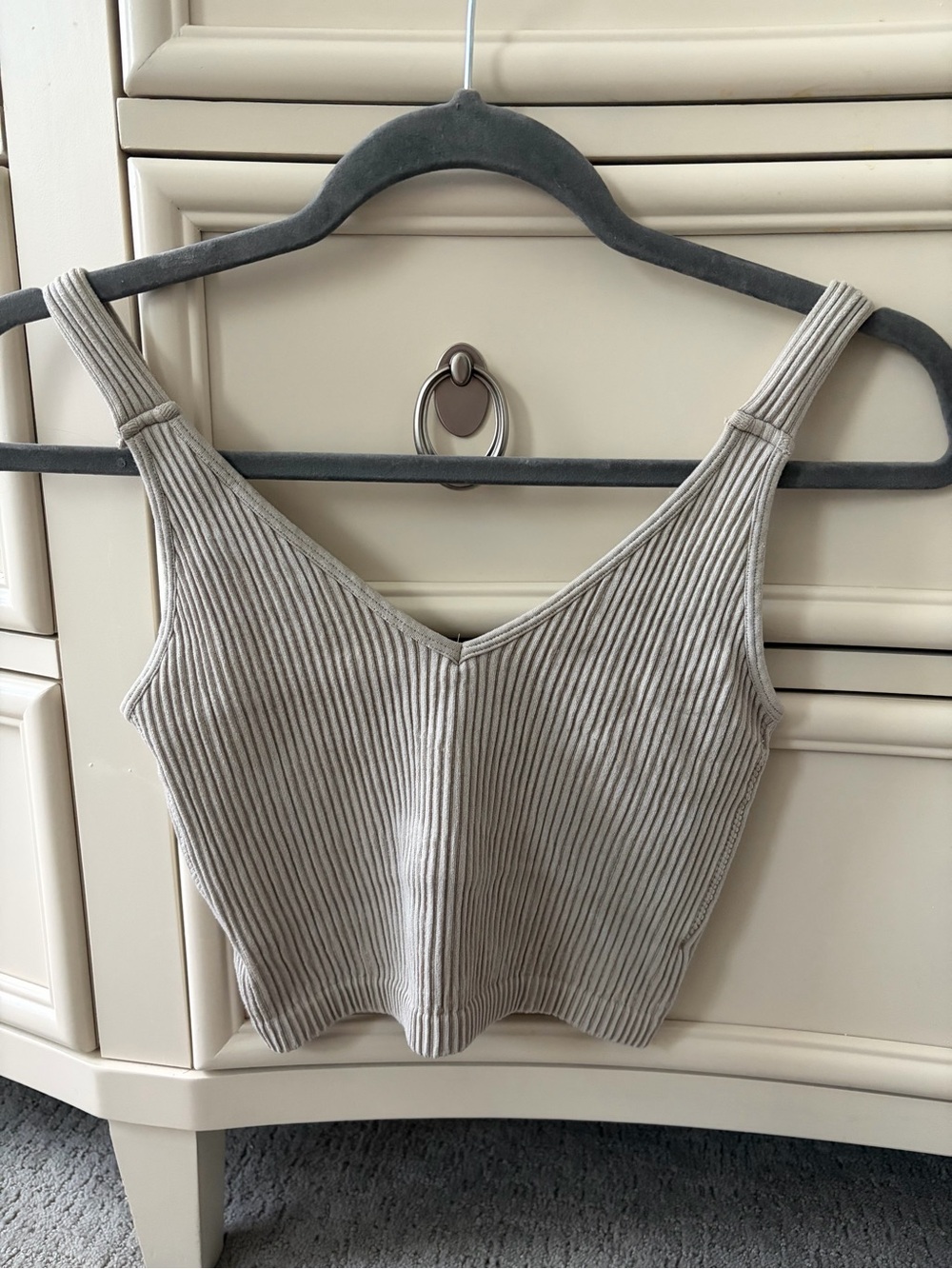 Ribbed V-Neck Crop Tank Top